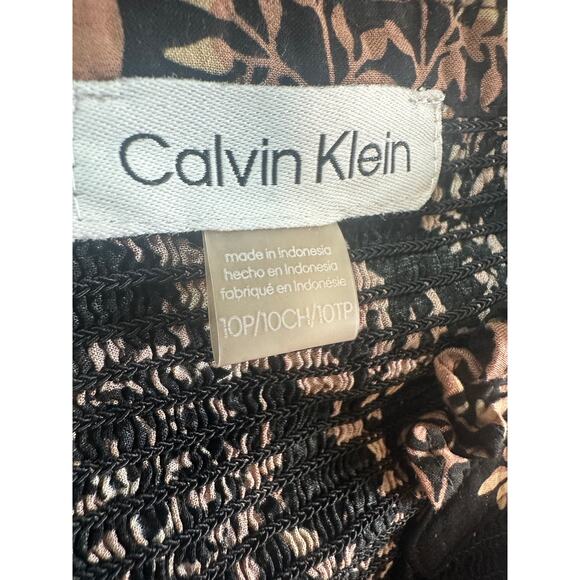 Calvin Klein Floral Smocked Midi Dress – Size 10P - Picture 4 of 5